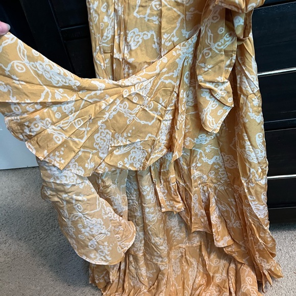 &Other Stories Capsule Yellow Floral Wrap Flowy Midi Kimono Wedding Guest Dress - Picture 7 of 10